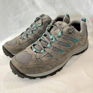 Eddie Bauer Seneca Peak Midlite Womens 8 Hiking Shoes Gray Teal Suede Mesh